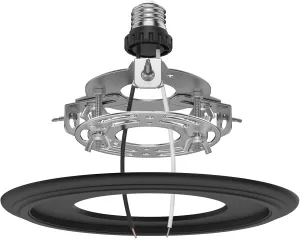 R5 and 6 Recessed Can Light Conversion Kit, for Ceiling Light Fixture, Pendant Light, Hanging Light, Ceiling Fan, with 7’¾ Beveled & Flat, Steel, Medallion, Black Finish