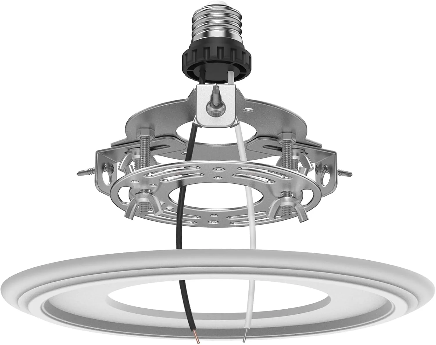 R5 and 6 Recessed Can Light Conversion Kit, for Ceiling Light Fixture, Pendant Light, Hanging Light, Ceiling Fan, with 7’¾ Beveled & Flat, Steel, Medallion, White Finish