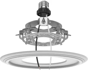 R5 and 6 Recessed Can Light Conversion Kit, for Ceiling Light Fixture, Pendant Light, Hanging Light, Ceiling Fan, with 7’¾ Beveled & Flat, Steel, Medallion, White Finish