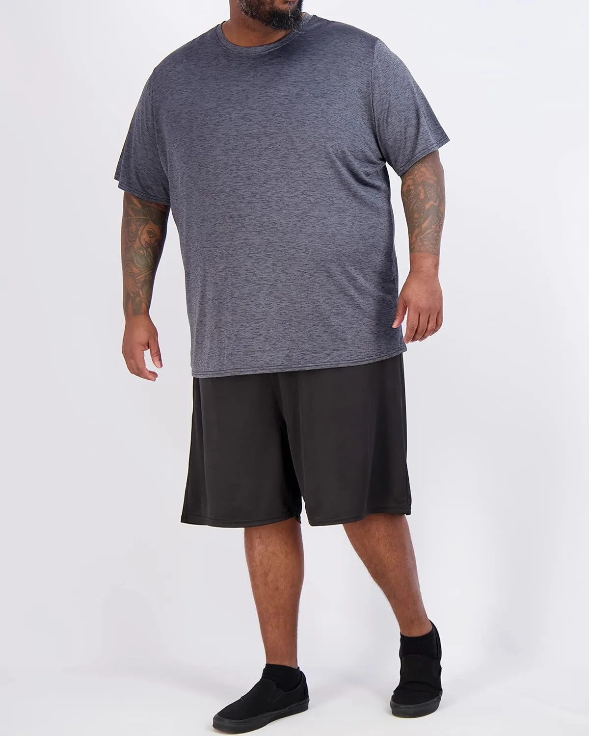 Real Essentials 3 Pack: Men’s Big & Tall Tech Stretch Long-Sleeve & Short-Sleeve Dry-Fit T-Shirt (3XT-5XT)