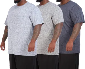 Real Essentials 3 Pack: Men’s Big & Tall Tech Stretch Long-Sleeve & Short-Sleeve Dry-Fit T-Shirt (3XT-5XT)