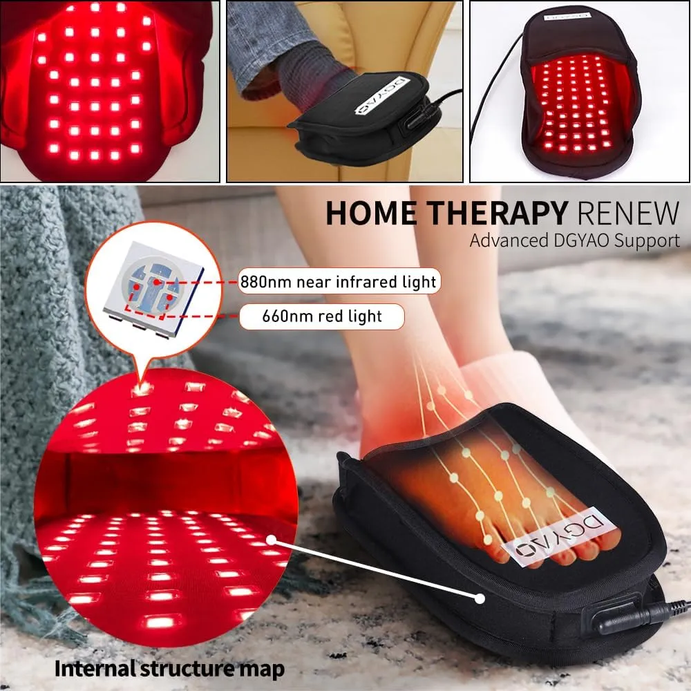 Red & Infrared Light Therapy Slipper with Pulse Mode for Feet Heel Toes, Newest 660 & 880nm Flat LED Lights Pain Relief Muscle Relax Home Office Use (Two Pads)