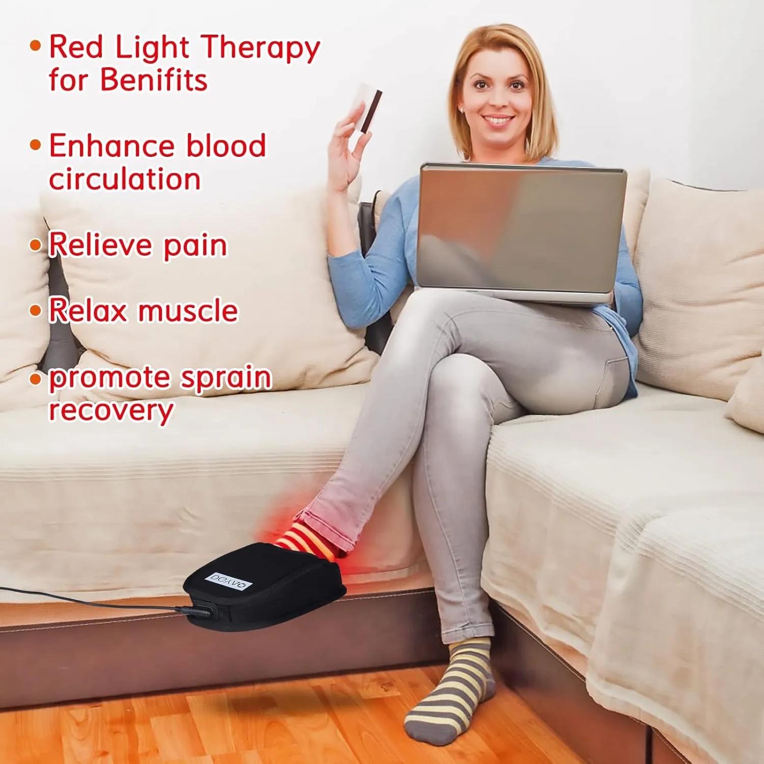 Red & Infrared Light Therapy Slipper with Pulse Mode for Feet Heel Toes, Newest 660 & 880nm Flat LED Lights Pain Relief Muscle Relax Home Office Use (Two Pads)