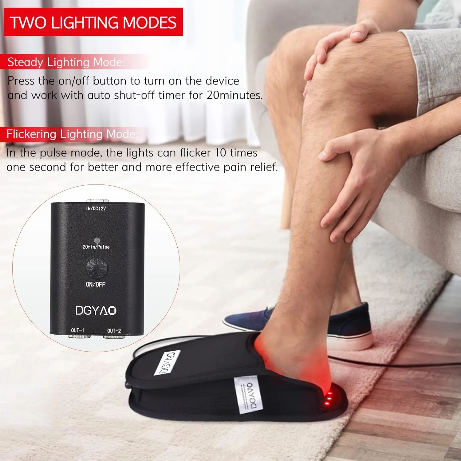 Red & Infrared Light Therapy Slipper with Pulse Mode for Feet Heel Toes, Newest 660 & 880nm Flat LED Lights Pain Relief Muscle Relax Home Office Use (Two Pads)