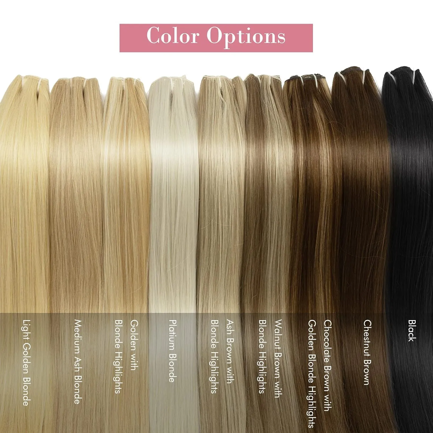 REECHO Clip in Hair Extensions, Hair Extensions Thick Long Lace Weft Lightweight Synthetic Hairpieces for Women 24 Inch-240 Gram(Pack of 5), Ash Blonde with Highlights
