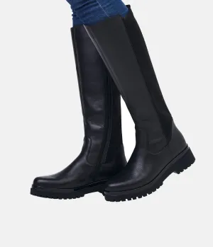 Remonte Classic Black Leather Long Boots