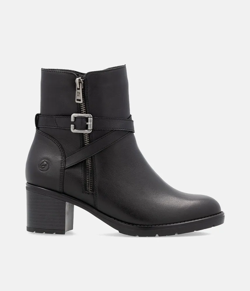Remonte Fab Black Block Heel Ankle Boots