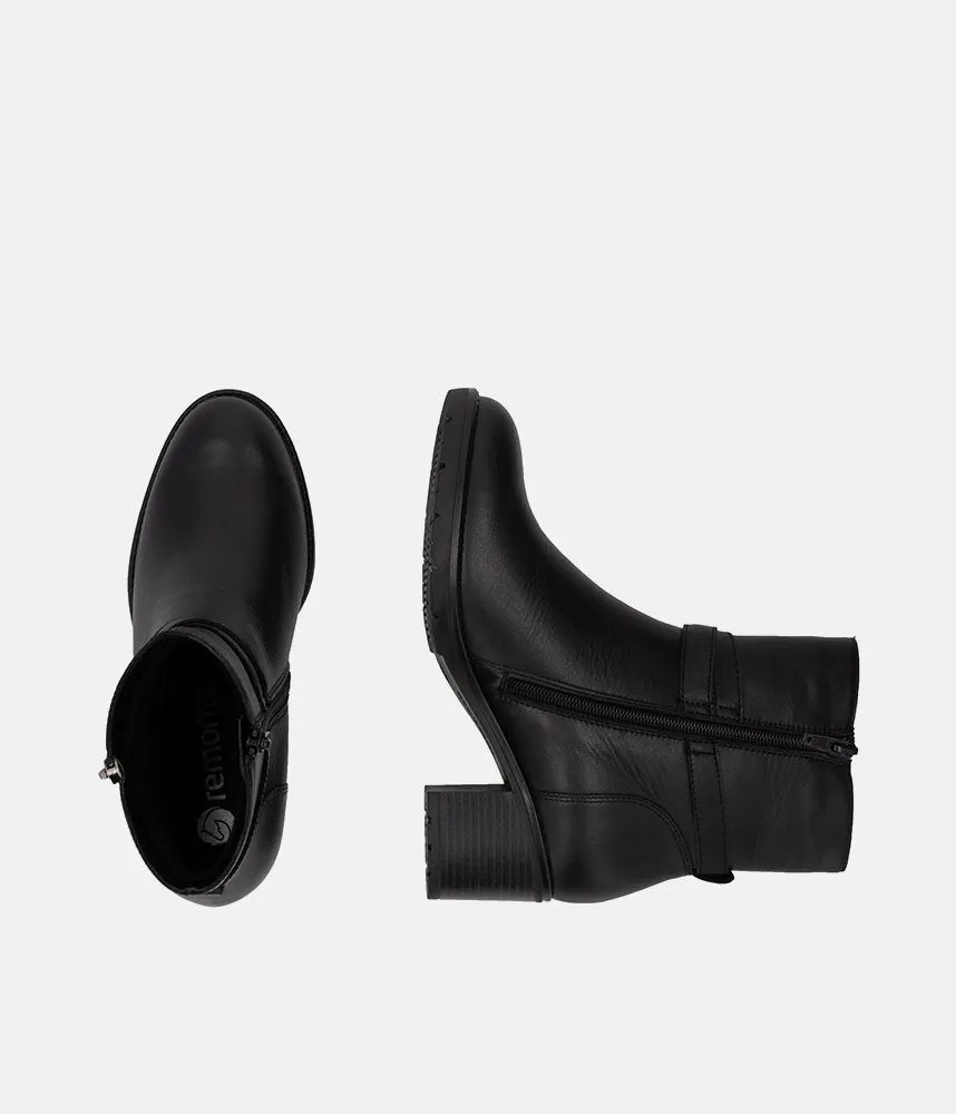 Remonte Fab Black Block Heel Ankle Boots
