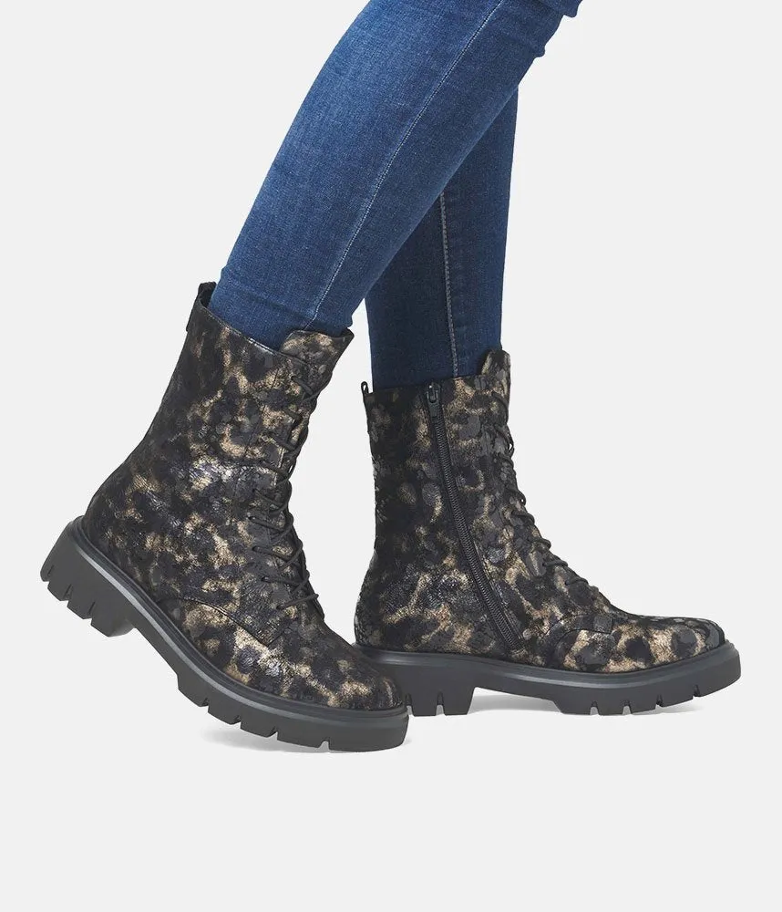 Remonte Fabulous Black Combi Leather Ankle Boots