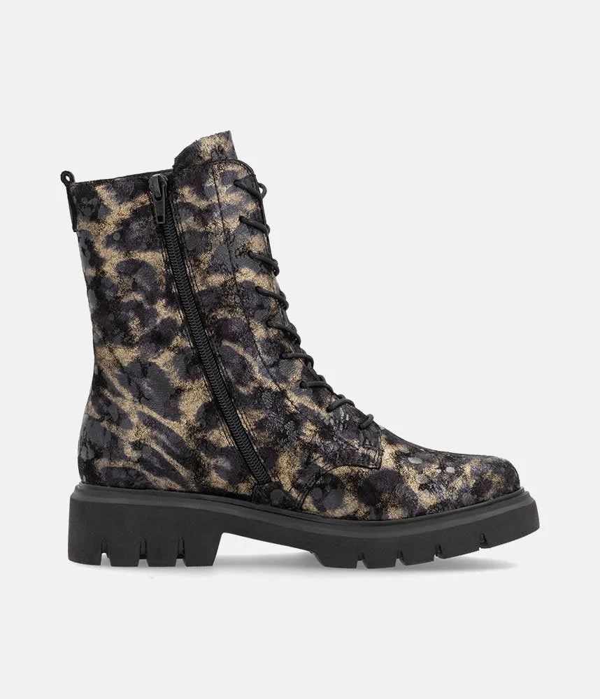 Remonte Fabulous Black Combi Leather Ankle Boots