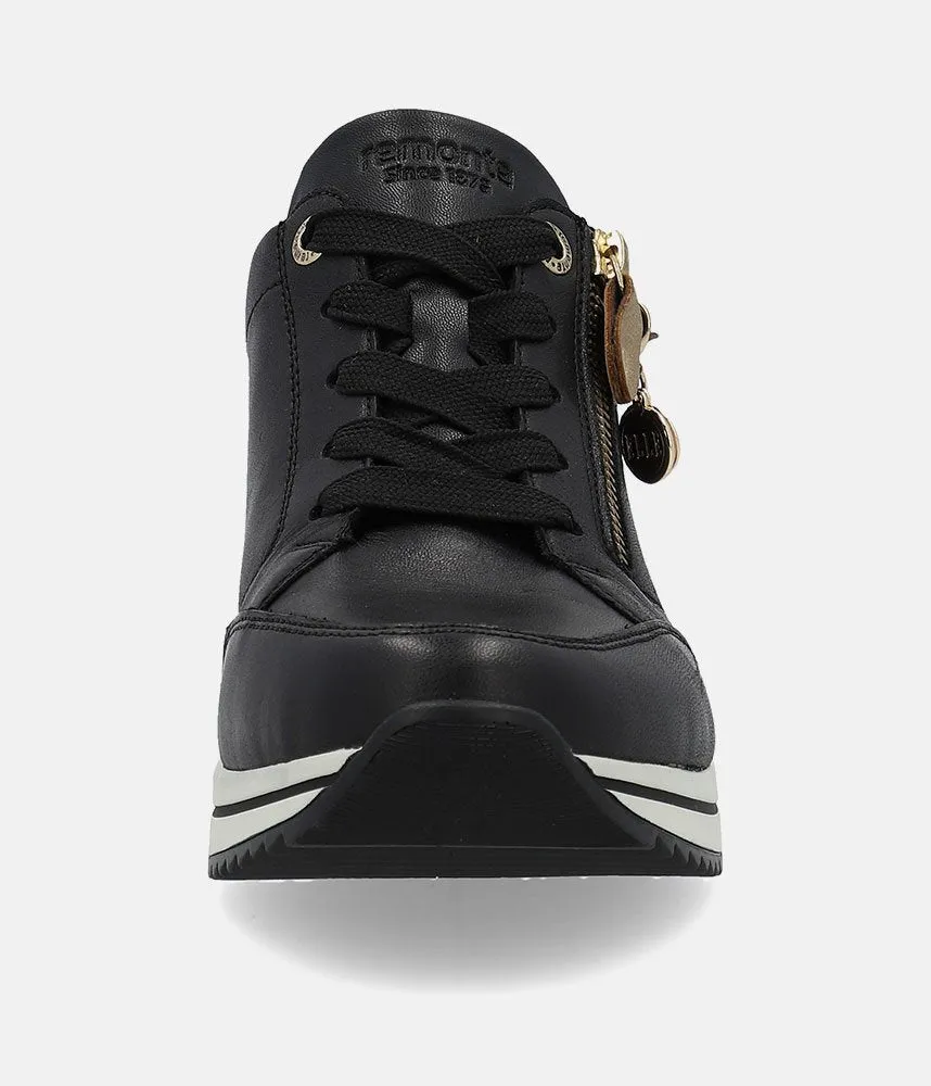 Remonte Sporty Black Wedge Sneakers