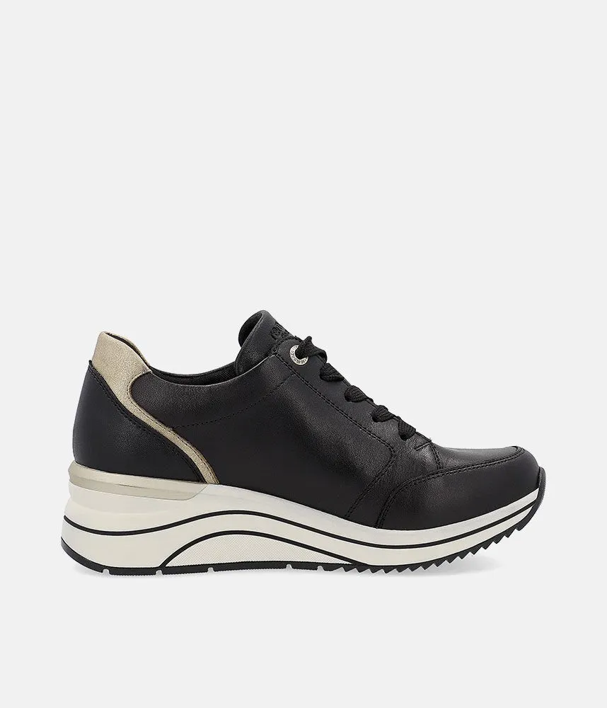 Remonte Sporty Black Wedge Sneakers