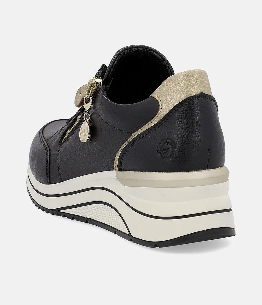 Remonte Sporty Black Wedge Sneakers