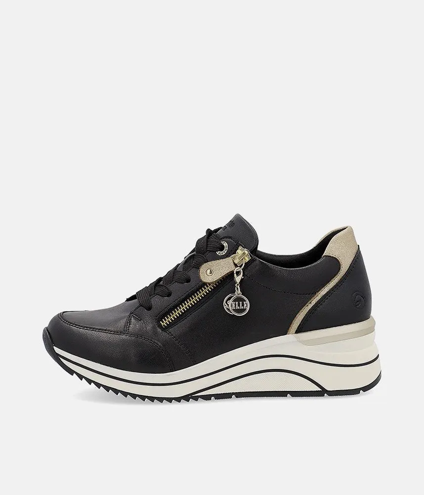 Remonte Sporty Black Wedge Sneakers