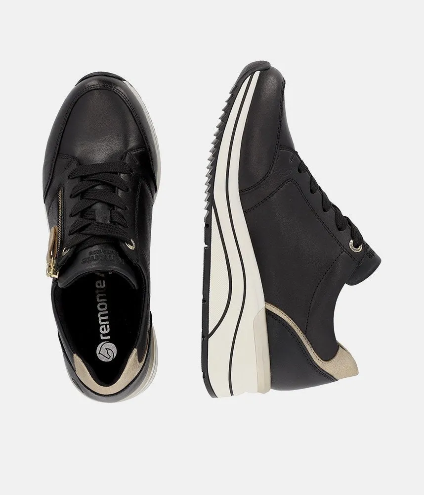 Remonte Sporty Black Wedge Sneakers