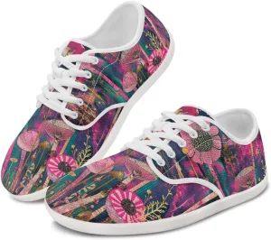 Retro Hippie Flower Power Barefoot Shoes Women Dressy Flat Sole Casual Sneakers Walking Workout Tennis Shoes