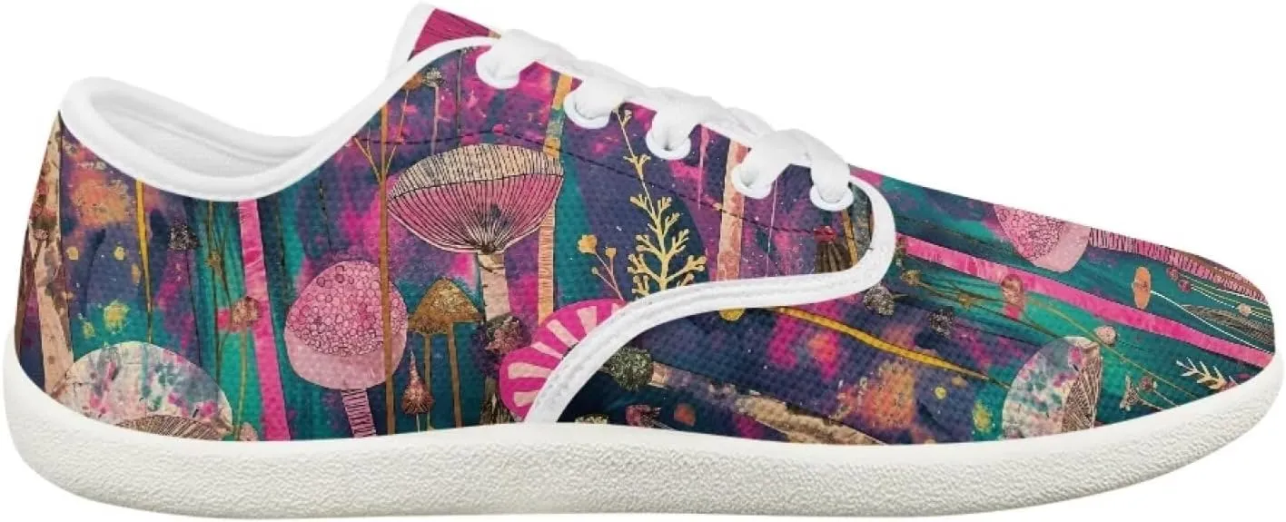 Retro Hippie Flower Power Barefoot Shoes Women Dressy Flat Sole Casual Sneakers Walking Workout Tennis Shoes