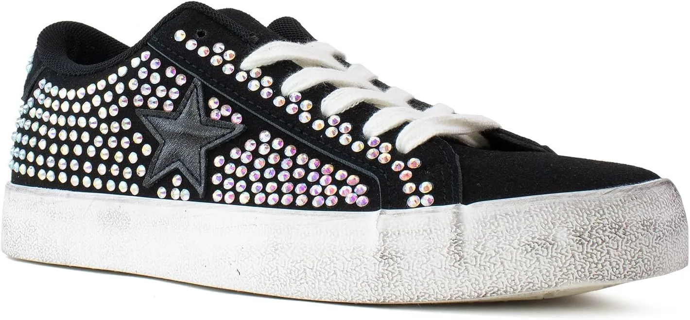 RF ROOM OF FASHION Women's Casual Low Top Trendy Fashion Star Sneakers Flats