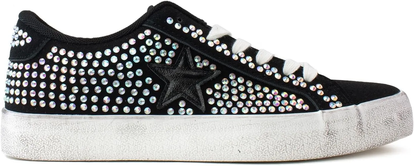 RF ROOM OF FASHION Women's Casual Low Top Trendy Fashion Star Sneakers Flats