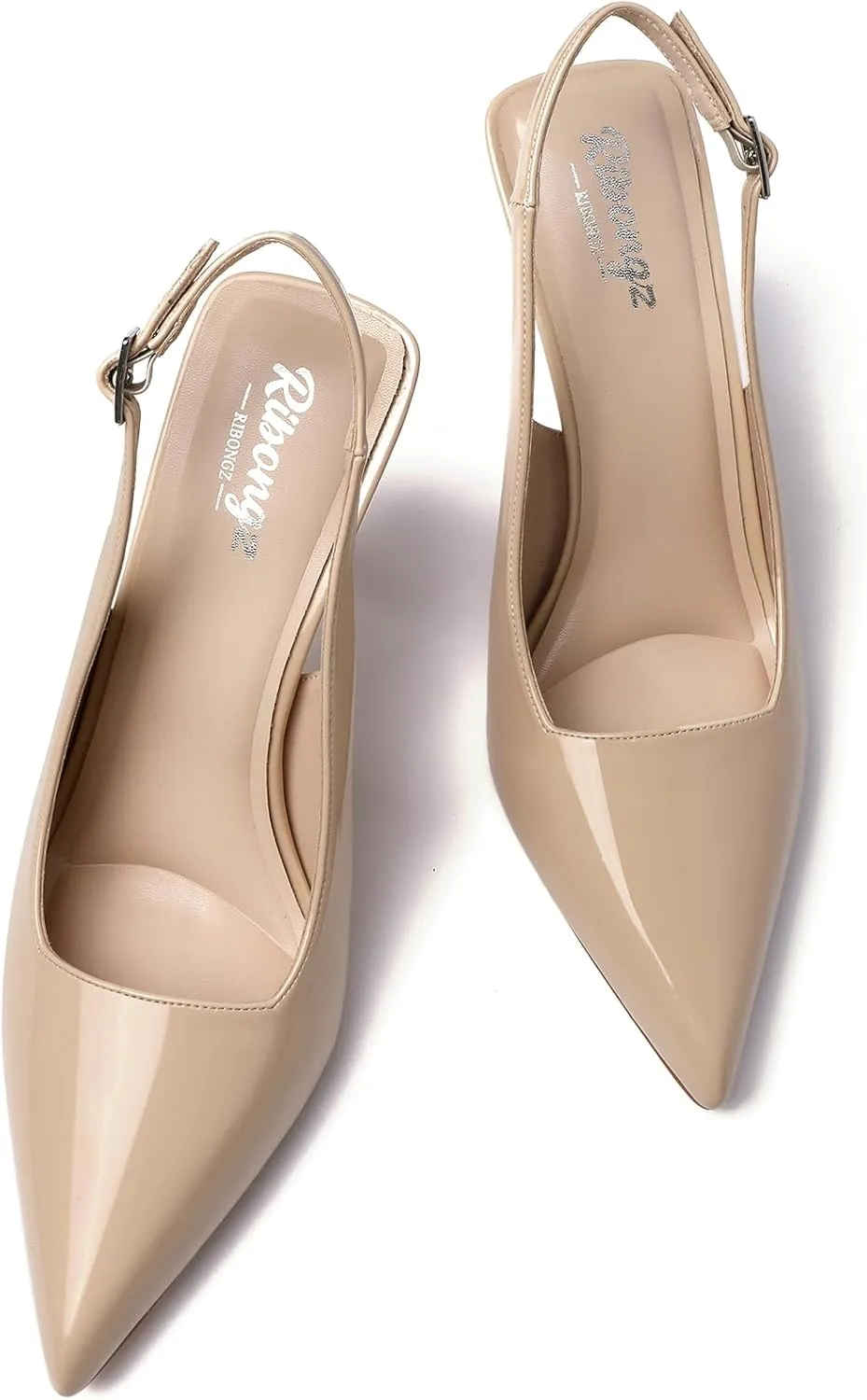 RIBONGZ Sexy Slingback Pumps Elegant Dressy Heels for Women Closed Toe Pointy High Heels Wedding Bride Prom Party Evening Shoes