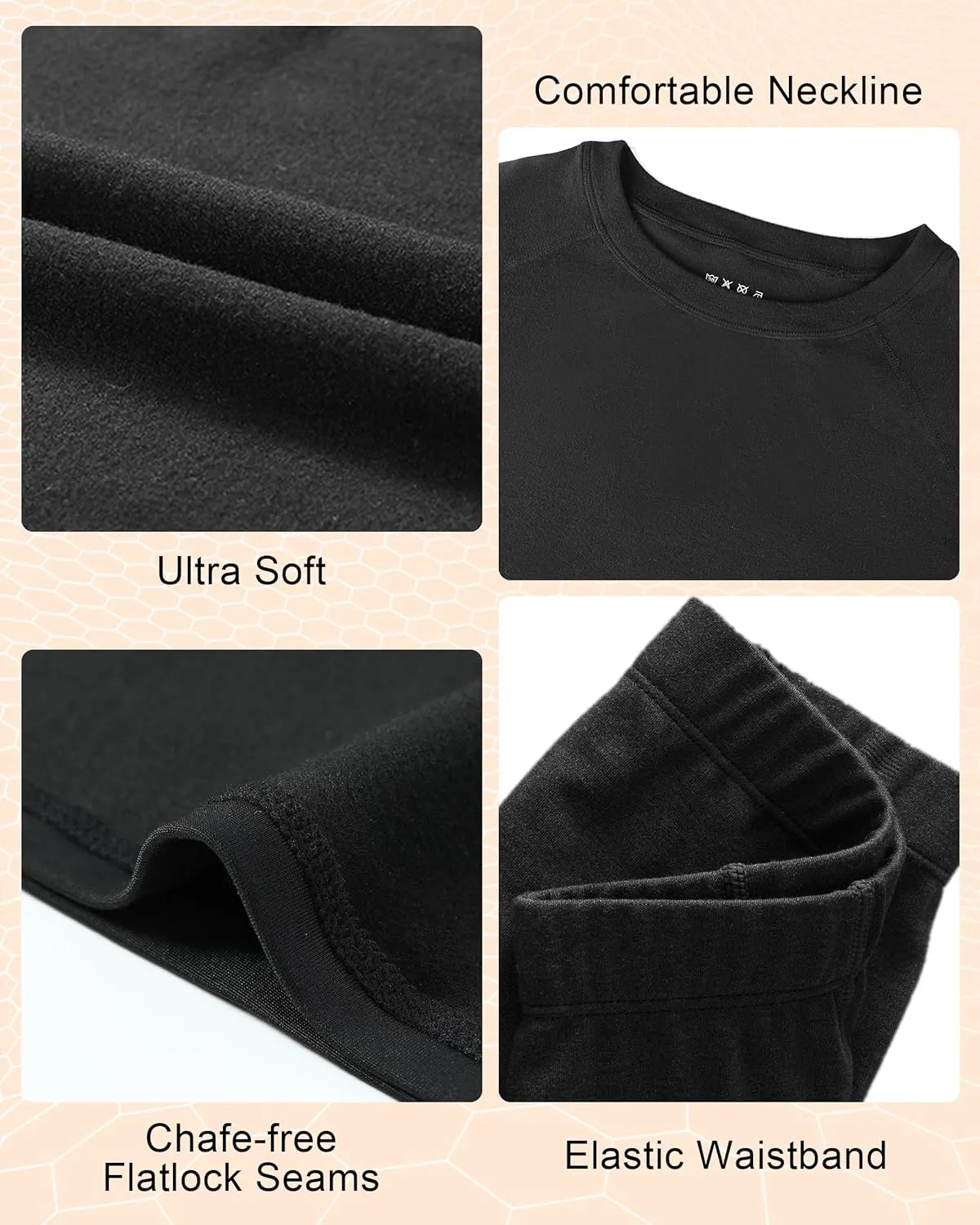 Roadbox Thermal Underwear for Men: Fleece Lined Long Johns Base Layer Cold Weather Winter Ski Thermals Top and Bottom Set