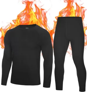 Roadbox Thermal Underwear for Men: Fleece Lined Long Johns Base Layer Cold Weather Winter Ski Thermals Top and Bottom Set