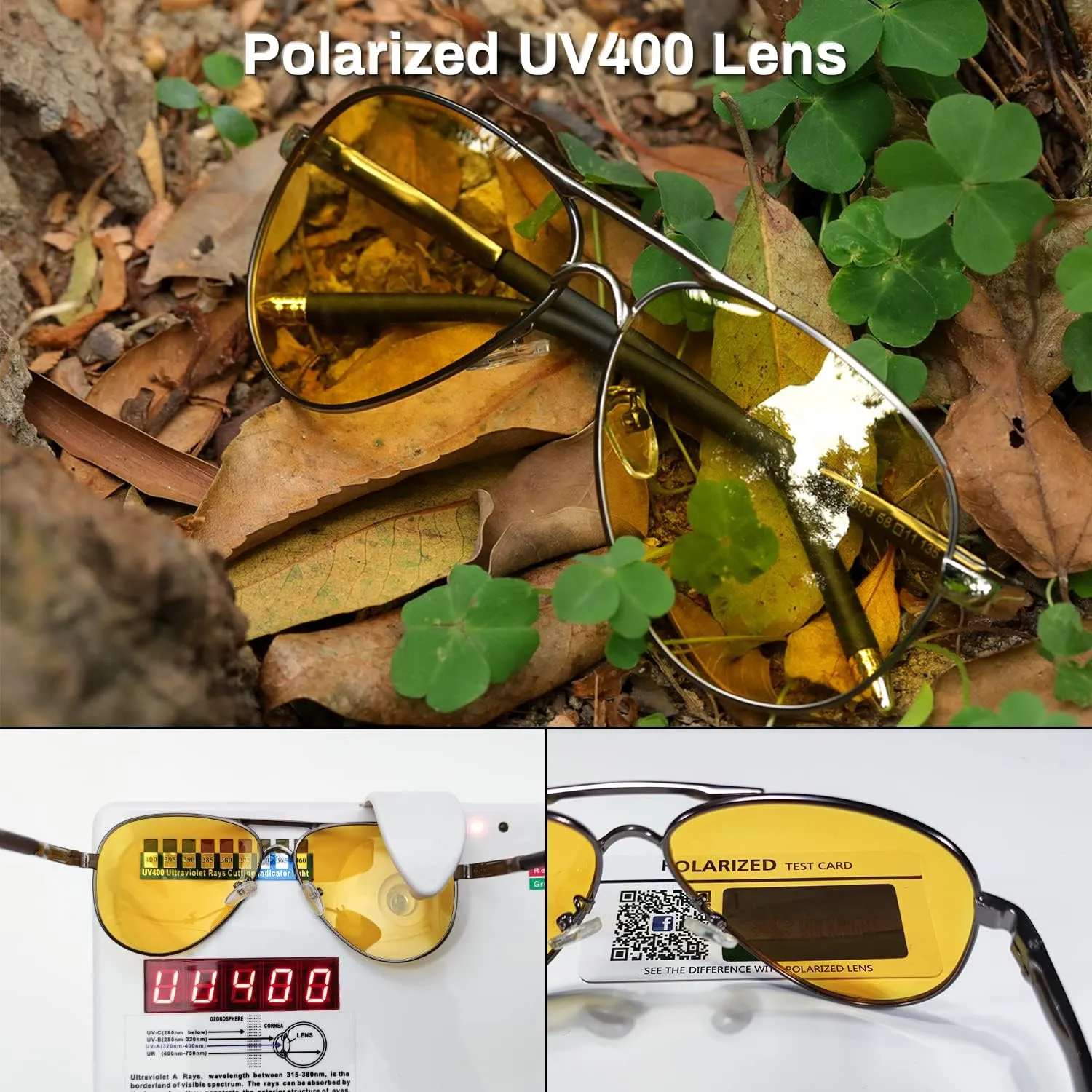 ROCKNIGHT Polarized Aviator Sunglasses for Men Women Metal Flat Top Sunglasses lightweight Driving UV400 Outdoor 58mm