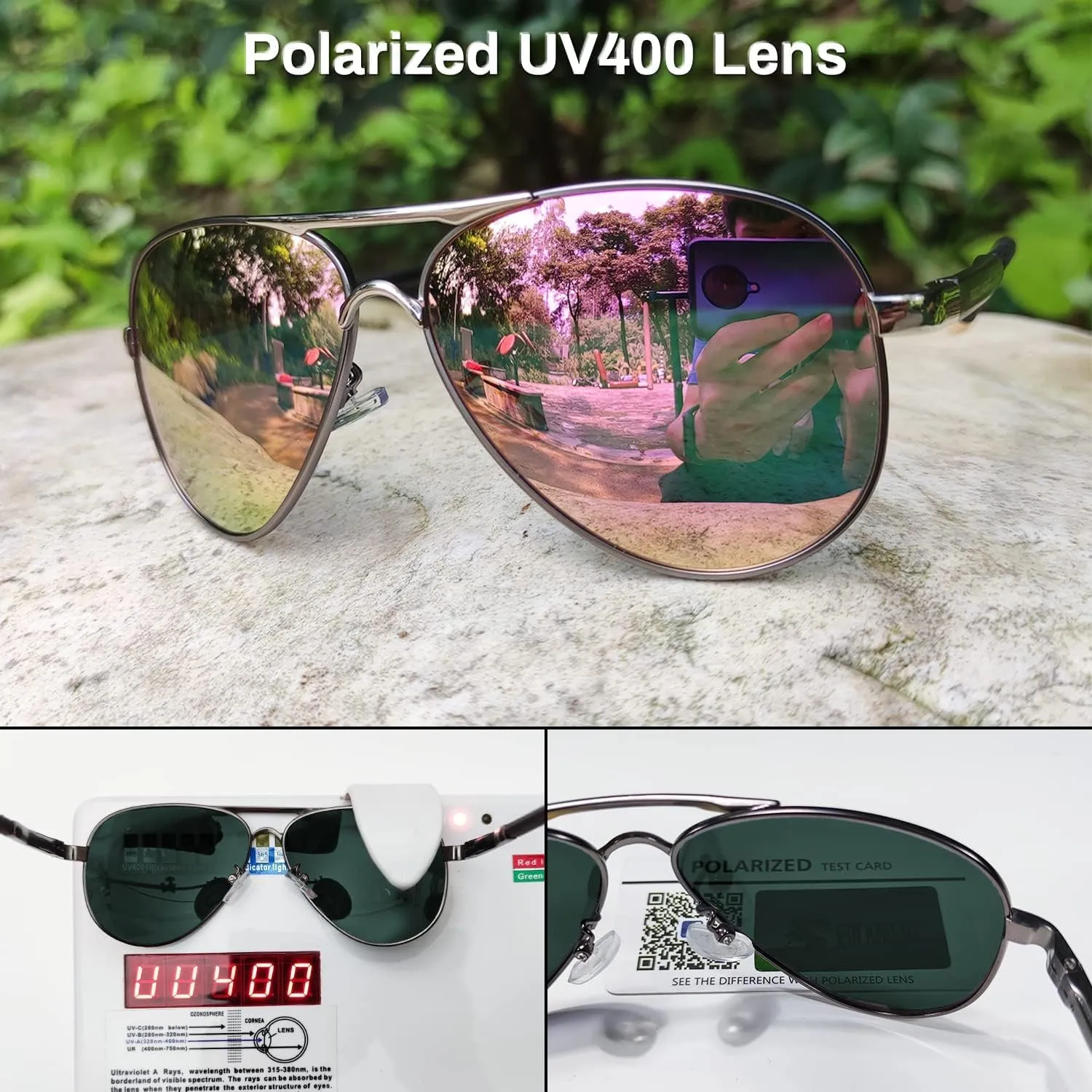 ROCKNIGHT Polarized Aviator Sunglasses for Men Women Metal Flat Top Sunglasses lightweight Driving UV400 Outdoor 58mm