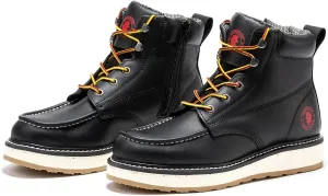 ROCKROOSTER Magnolia 6" Side-Zipper Wedge Boots for Men, Lightweight Soft Moc Toe Motorcycle Boots SAP309-Brown, SAP309BK-Black, SAP310-Black