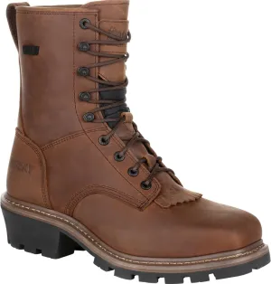 ROCKY Square Toe Logger Waterproof Work Boot, Dark Brown, Size 15(W)