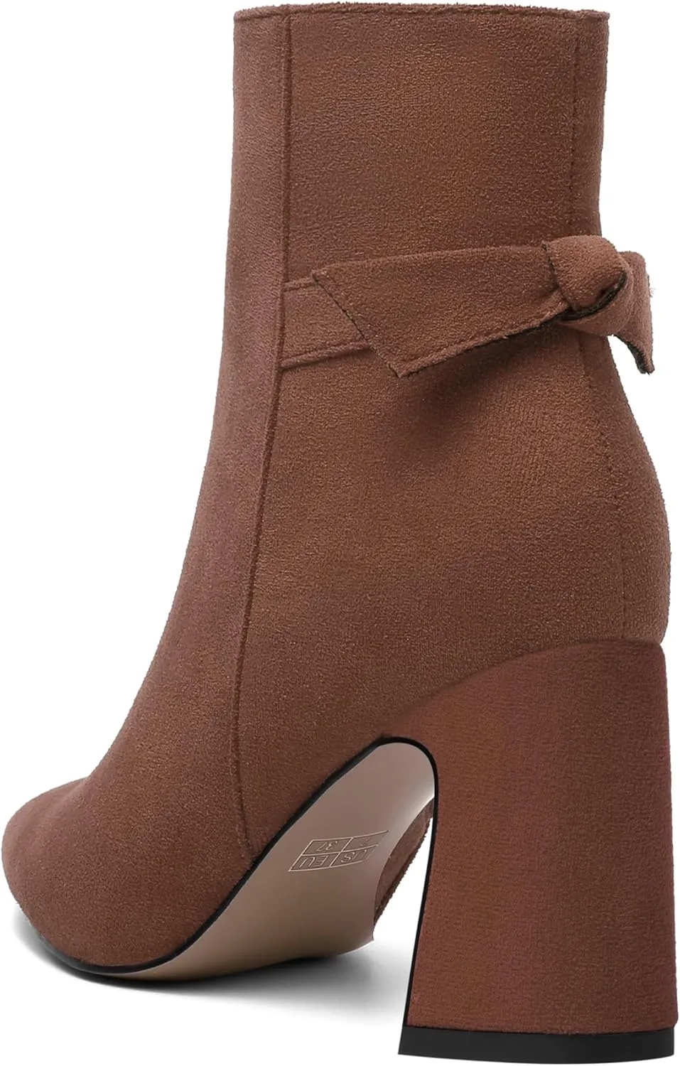 ROSERWISH Womens Fashion Pointed Toe Zip Wedding Elegant Suede Bow Block High Heel Ankle High Boots 3.3 Inch