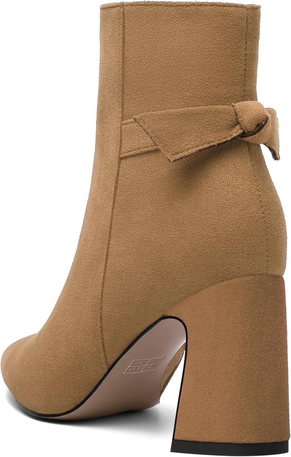 ROSERWISH Womens Fashion Pointed Toe Zip Wedding Elegant Suede Bow Block High Heel Ankle High Boots 3.3 Inch