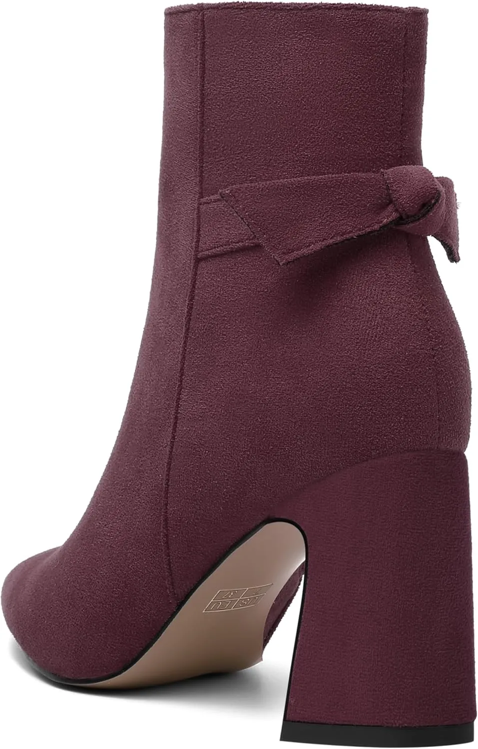 ROSERWISH Womens Fashion Pointed Toe Zip Wedding Elegant Suede Bow Block High Heel Ankle High Boots 3.3 Inch