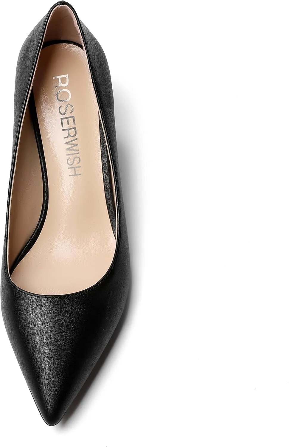 ROSERWISH Womens Pointed Toe Office Casual Elegant Matte Slip On Spool Kitten Low Heel Pumps Shoes 2 Inch