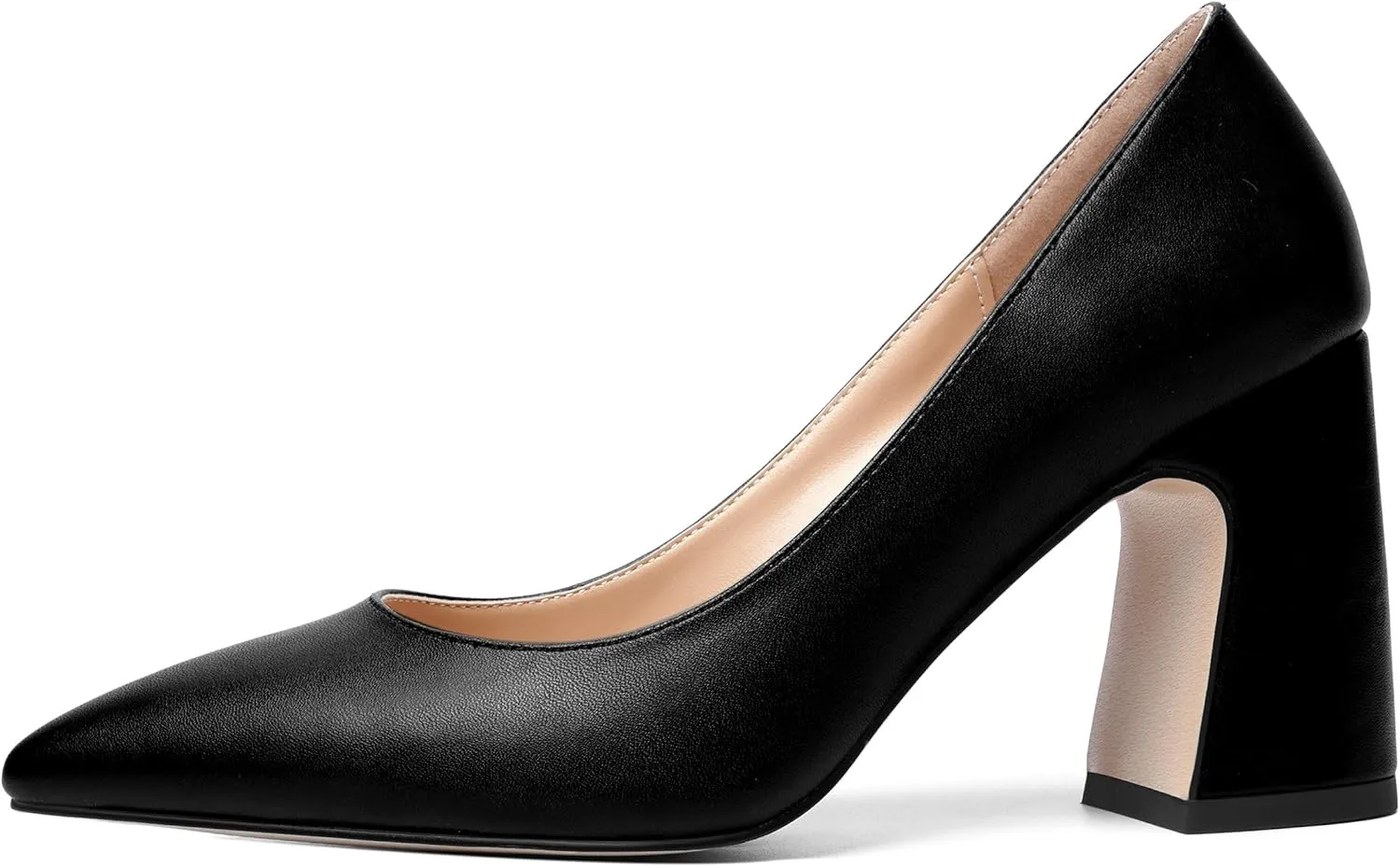 ROSERWISH Womens Sexy Elegant Pointed Toe Slip On Matte Wedding Block High Heel Pumps Dressy Shoes 3.5 Inch