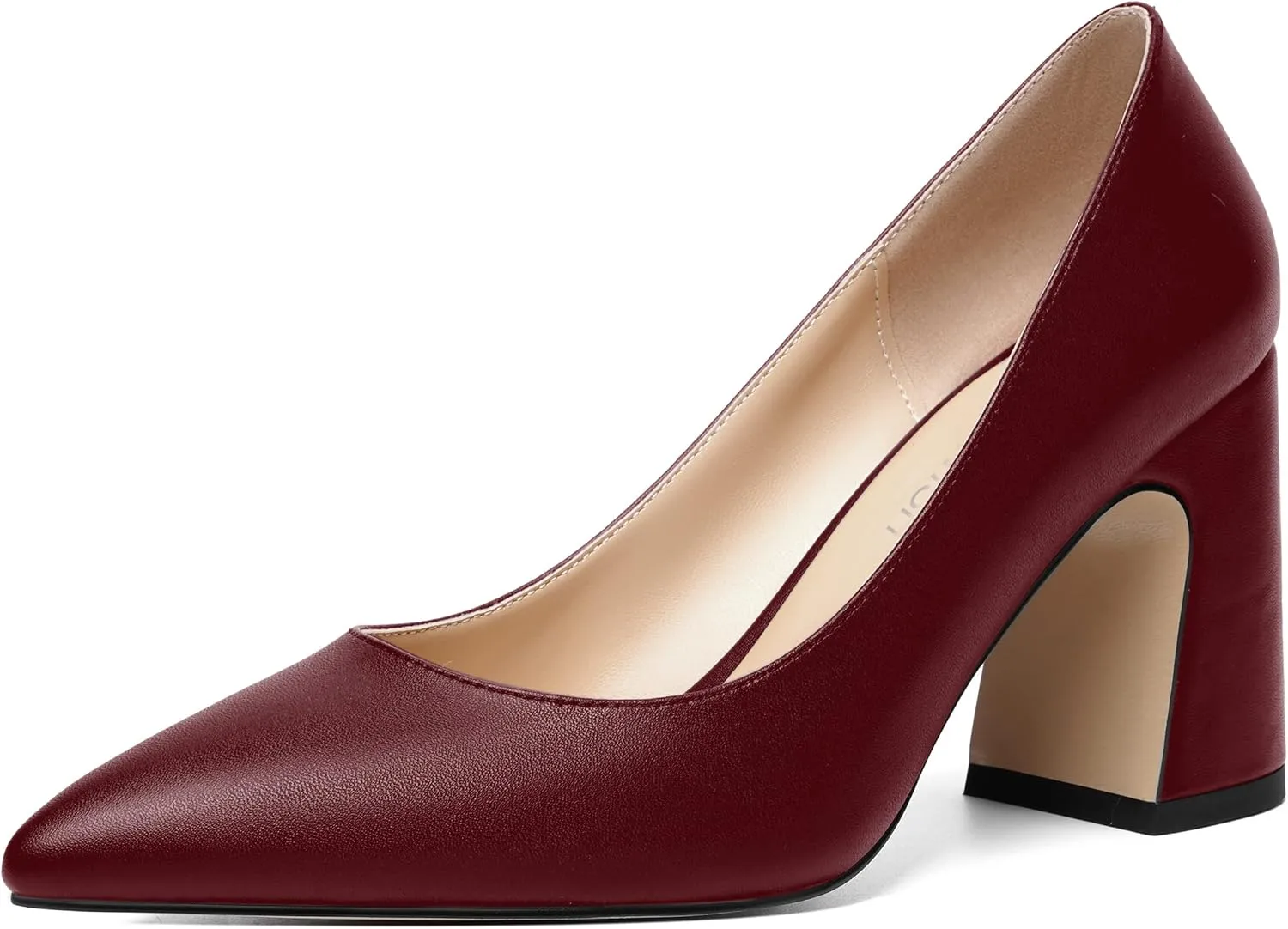 ROSERWISH Womens Sexy Elegant Pointed Toe Slip On Matte Wedding Block High Heel Pumps Dressy Shoes 3.5 Inch