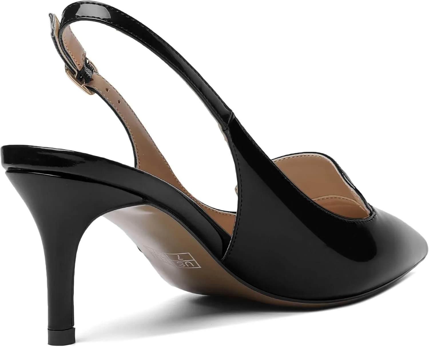 ROSERWISH Womens Sexy Elegant Slingback Patent Pointed Toe Work Stiletto Mid Heel Pumps Dress Shoes 2.5 Inch