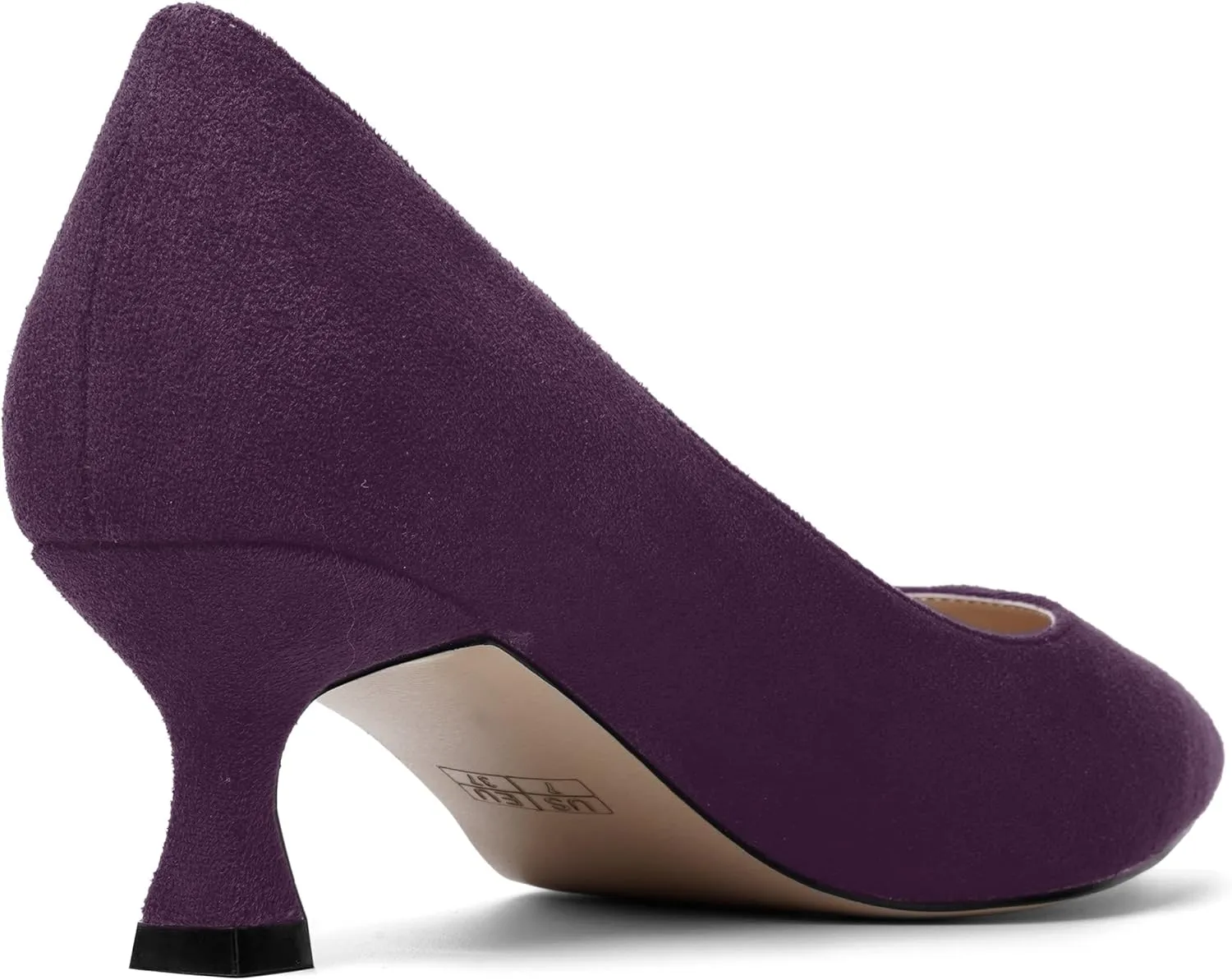 ROSERWISH Womens Slip On Casual Office Suede Pointed Toe Elegant Kitten Low Heel Pumps Dress Shoes 2 Inch