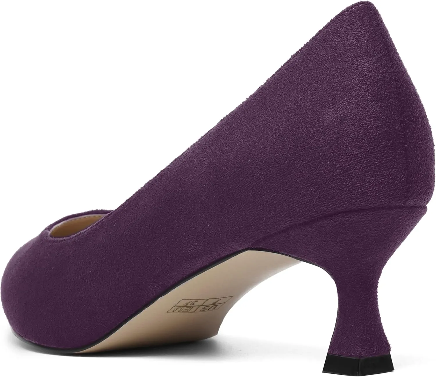 ROSERWISH Womens Slip On Casual Office Suede Pointed Toe Elegant Kitten Low Heel Pumps Dress Shoes 2 Inch
