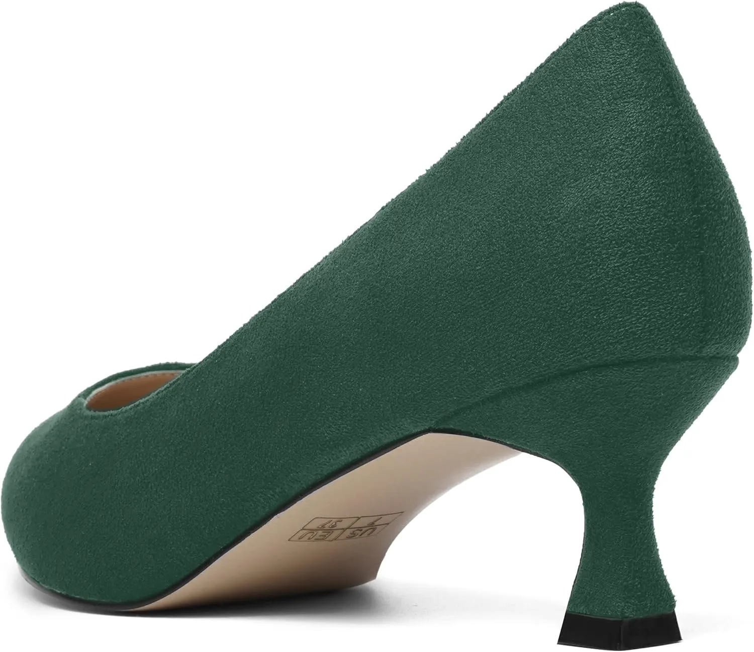 ROSERWISH Womens Slip On Casual Office Suede Pointed Toe Elegant Kitten Low Heel Pumps Dress Shoes 2 Inch