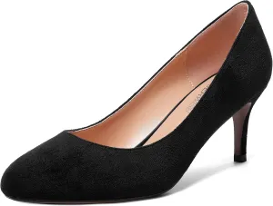 ROSERWISH Womens Slip On Wedding Party Round Toe Sexy Elegant Stiletto Mid Heel Pumps Dress Shoes 2.5 Inch