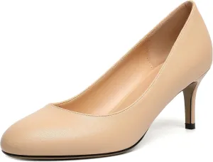 ROSERWISH Womens Slip On Wedding Party Round Toe Sexy Elegant Stiletto Mid Heel Pumps Dress Shoes 2.5 Inch