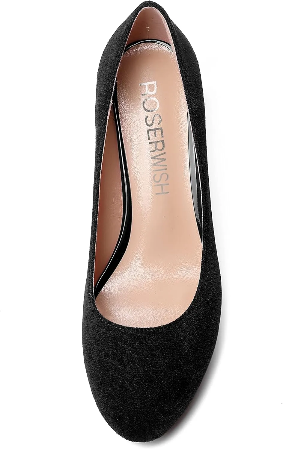 ROSERWISH Womens Slip On Wedding Party Round Toe Sexy Elegant Stiletto Mid Heel Pumps Dress Shoes 2.5 Inch
