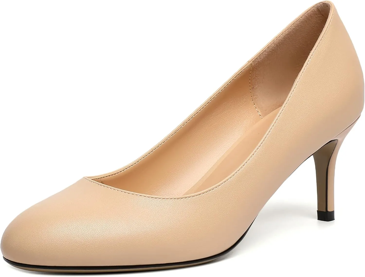 ROSERWISH Womens Slip On Wedding Party Round Toe Sexy Elegant Stiletto Mid Heel Pumps Dress Shoes 2.5 Inch