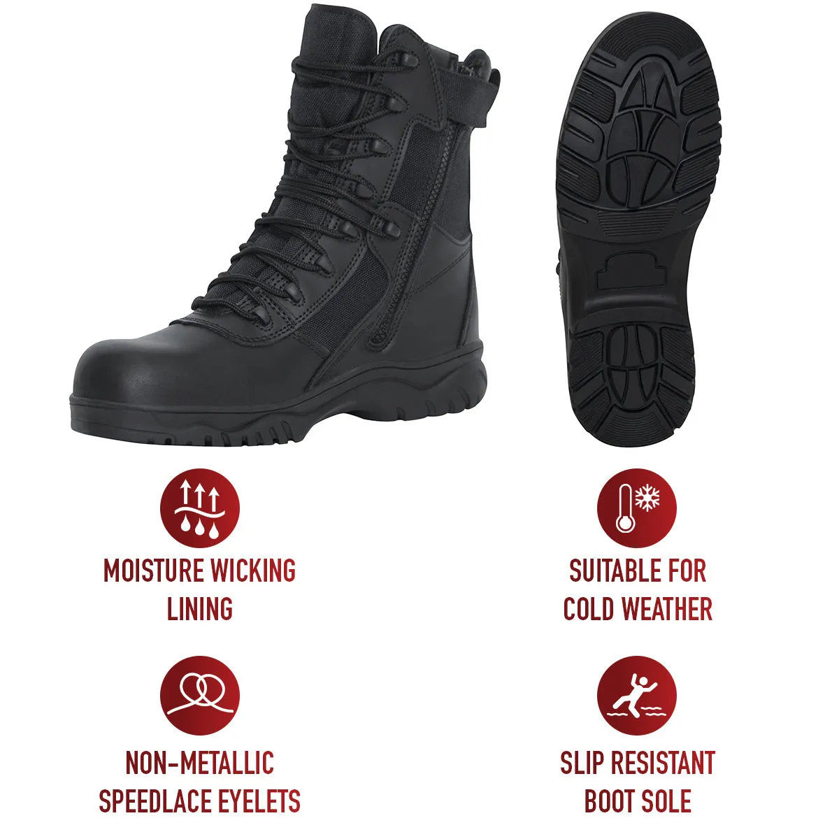 Rothco Forced Entry Tactical Boot With Side Zipper & Composite Toe - 8 Inch