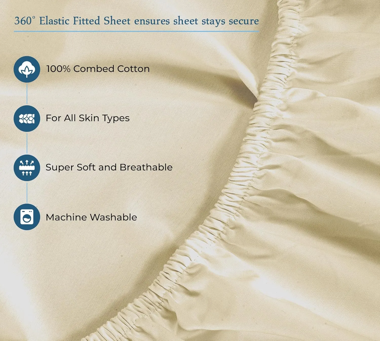 ROYALE LINENS 400 Thread Count 100% American Grown Cotton 4 Piece Sateen Full Sheet Set - 1 Fitted, 1 Flat Sheet, 2 Pillow case - Sand Bedsheet Set - Cooling Cotton Sheets - (Full, Moroccan Sand)