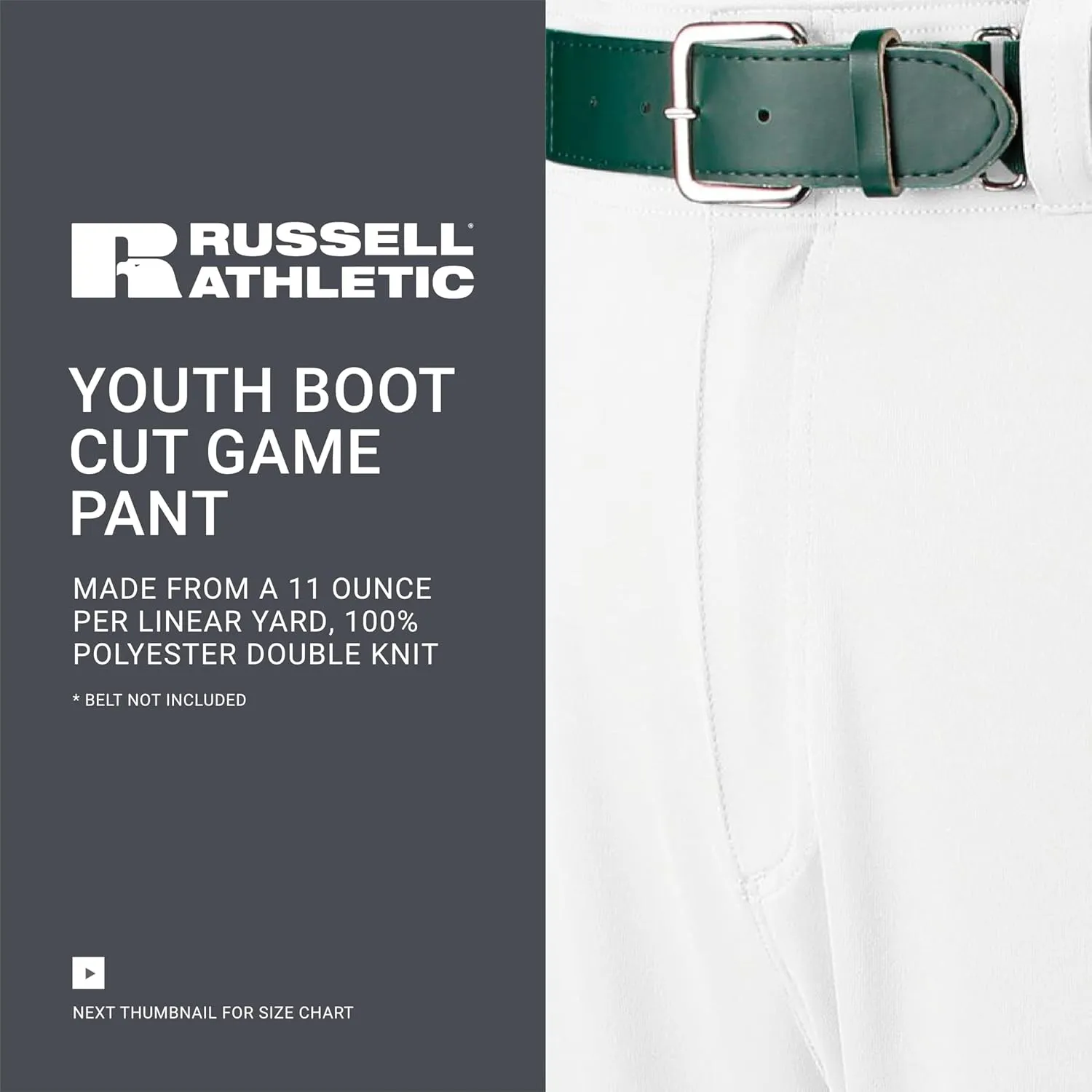 Russell Athletic Boys' Youth Boot Cut Game Pant, Reinforced Knees, Durable Stretch Fabric