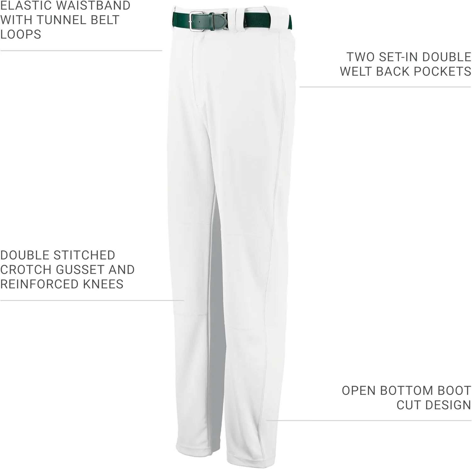 Russell Athletic Boys' Youth Boot Cut Game Pant, Reinforced Knees, Durable Stretch Fabric