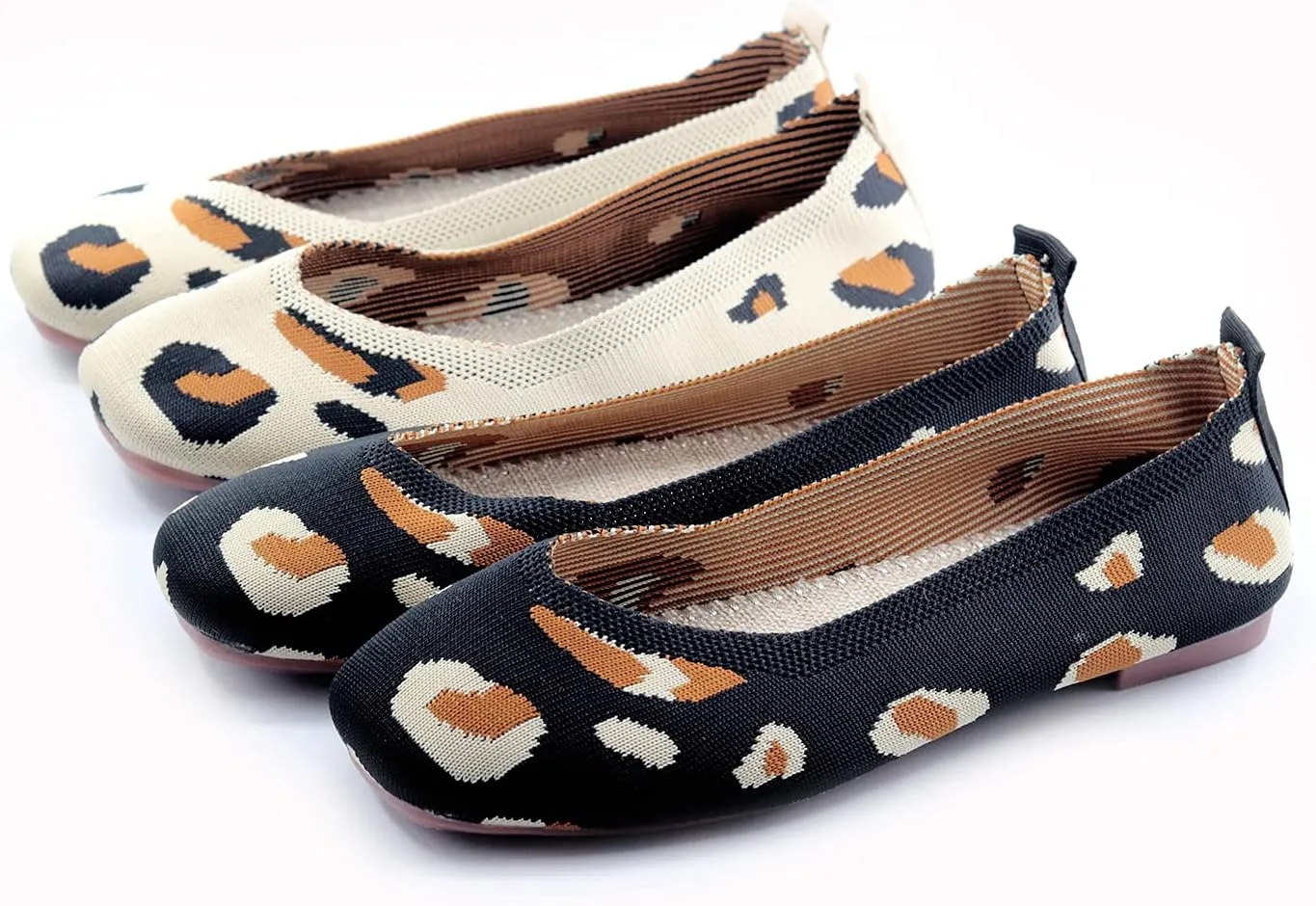 RVROVIC Women Flat Shoes Knitted Lightweight Slip-on Loafers Breathabel Soft Comfortable Ballet Flats