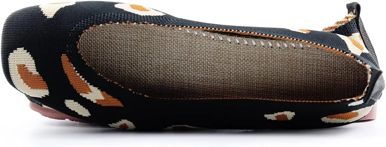 RVROVIC Women Flat Shoes Knitted Lightweight Slip-on Loafers Breathabel Soft Comfortable Ballet Flats